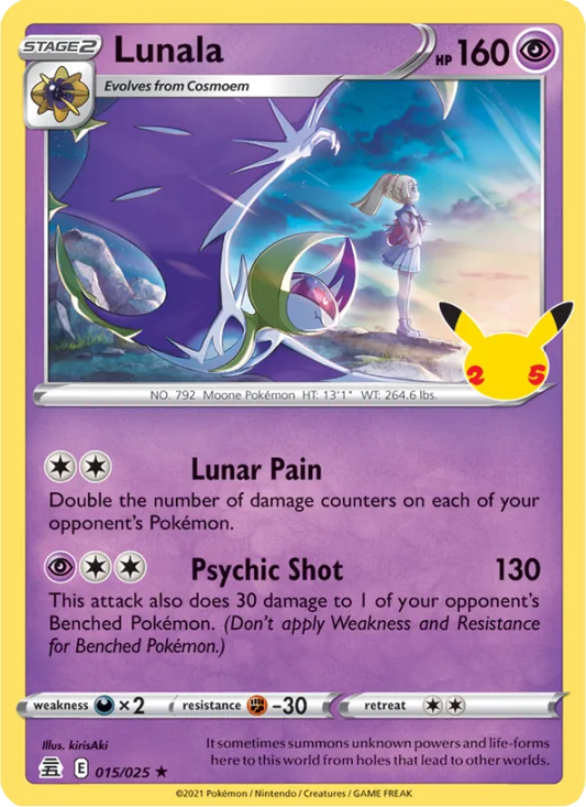 Lunala 15/25  - Holofoil Celebrations - Holo Rare