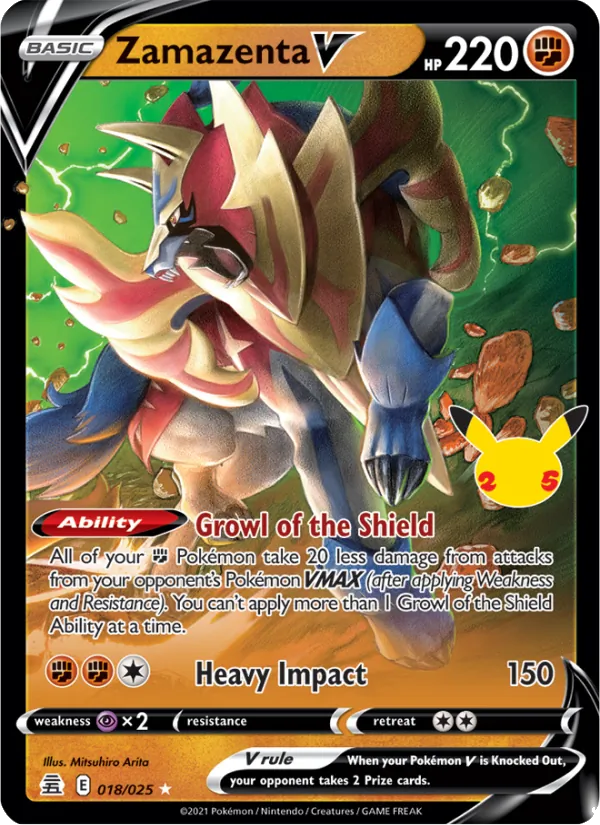 Zamazenta V 18/25  - Holofoil Celebrations - Holo Rare V