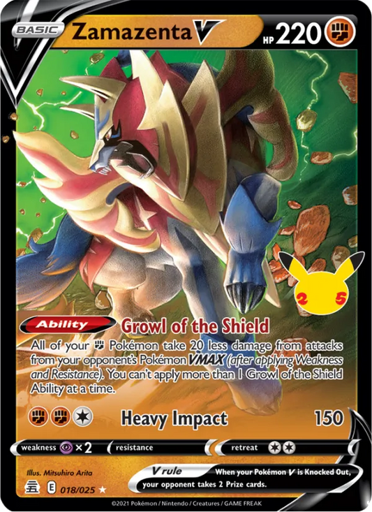 Zamazenta V 18/25  - Holofoil Celebrations - Holo Rare V