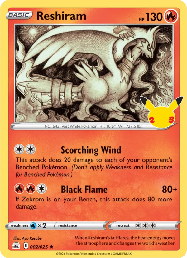 Reshiram 2/25  - Holofoil Celebrations - Rare