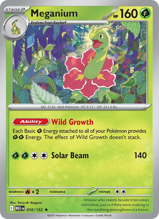 Meganium 010/132  - Reverse Holofoil ME01 Mega Evolution - Rare