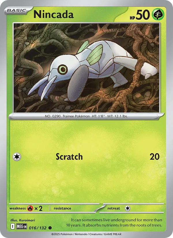 Nincada 016/132  - Reverse Holofoil ME01 Mega Evolution - Common