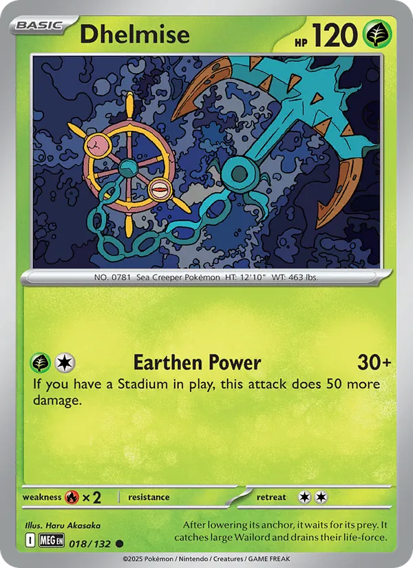 Dhelmise 018/132  - Reverse Holofoil ME01 Mega Evolution - Common