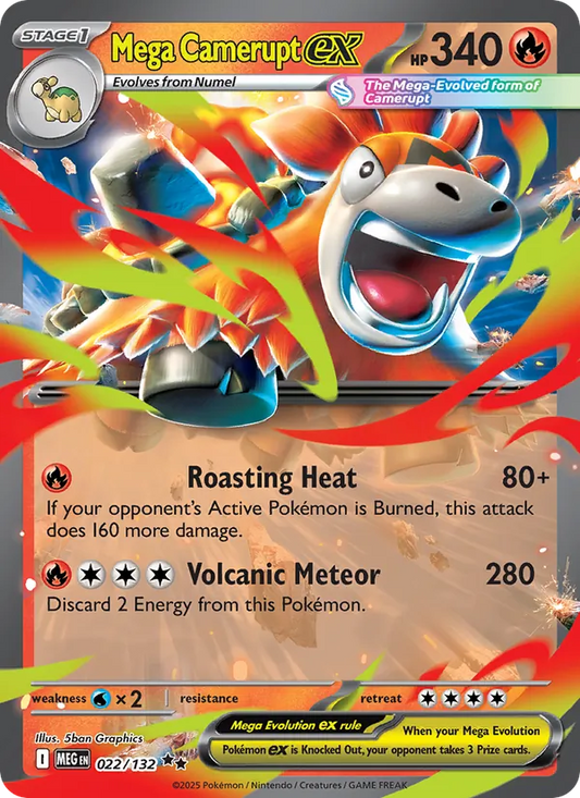 Mega Camerupt ex 022/132  - Holofoil ME01 Mega Evolution - Double Rare