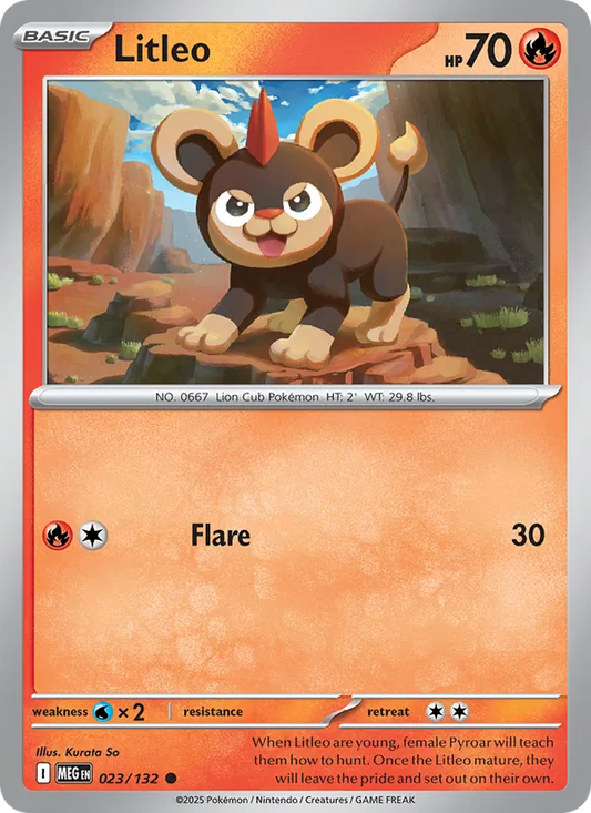 Litleo 023/132  - Reverse Holofoil ME01 Mega Evolution - Common