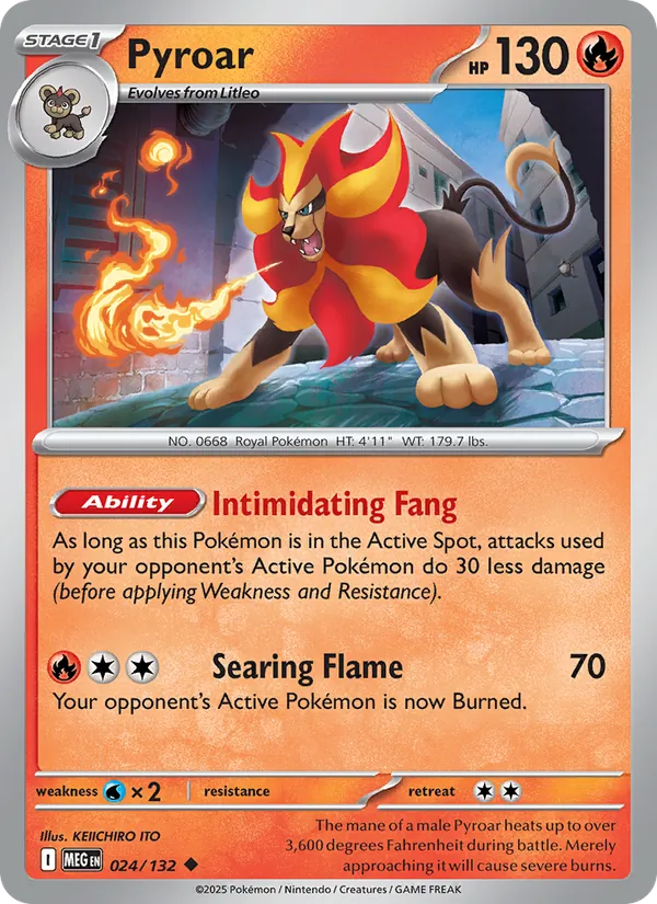 Pyroar 024/132  - Reverse Holofoil ME01 Mega Evolution - Uncommon