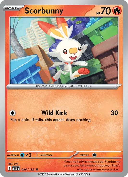 Scorbunny 026/132  - Reverse Holofoil ME01 Mega Evolution - Common