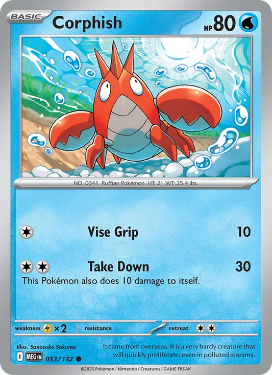 Corphish 033/132  - Reverse Holofoil ME01 Mega Evolution - Common