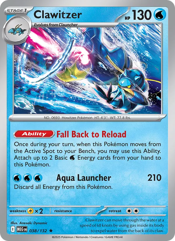 Clawitzer 038/132  - Holofoil ME01 Mega Evolution - Rare