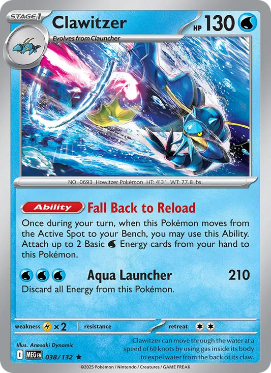 Clawitzer 038/132  - Holofoil ME01 Mega Evolution - Rare