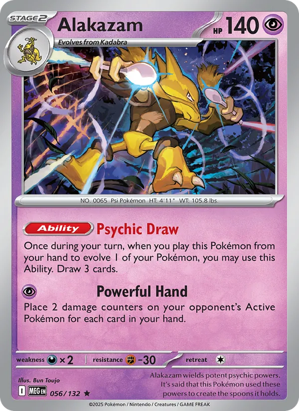 Alakazam 056/132  - Reverse Holofoil ME01 Mega Evolution - Rare