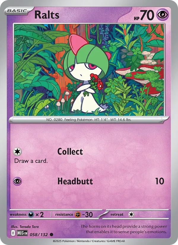 Ralts 058/132  - Reverse Holofoil ME01 Mega Evolution - Common