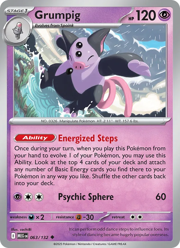 Grumpig 063/132  - Reverse Holofoil ME01 Mega Evolution - Uncommon