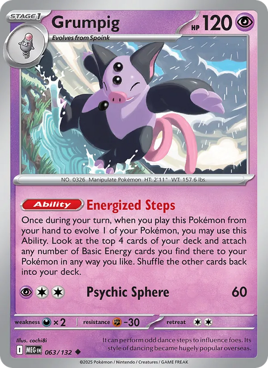 Grumpig 063/132  - Reverse Holofoil ME01 Mega Evolution - Uncommon