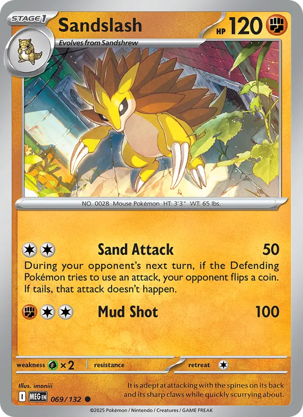 Sandslash 069/132  - Reverse Holofoil ME01 Mega Evolution - Common
