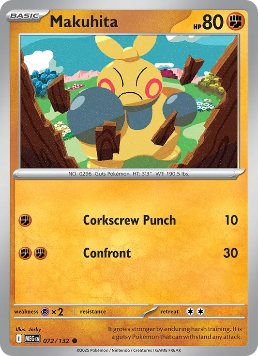 Makuhita 072/132  - Reverse Holofoil ME01 Mega Evolution - Common
