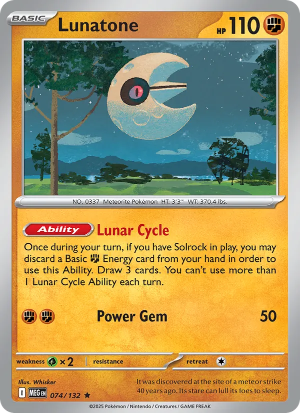 Lunatone 074/132  - Reverse Holofoil ME01 Mega Evolution - Rare