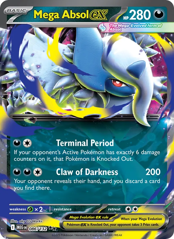 Mega Absol ex 086/132  - Holofoil ME01 Mega Evolution - Double Rare