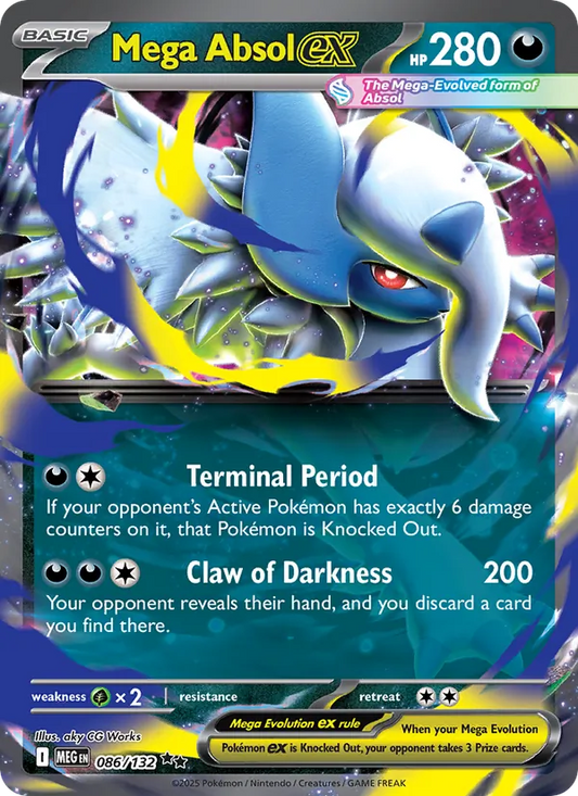 Mega Absol ex 086/132  - Holofoil ME01 Mega Evolution - Double Rare