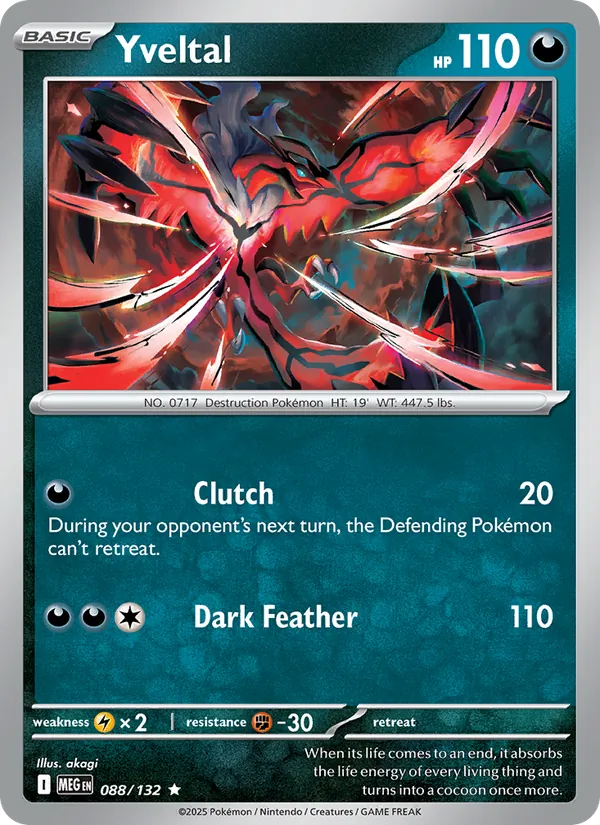 Yveltal 088/132  - Reverse Holofoil ME01 Mega Evolution - Rare