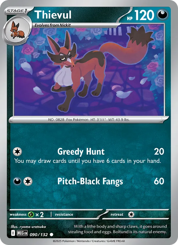 Thievul 090/132  - Reverse Holofoil ME01 Mega Evolution - Common
