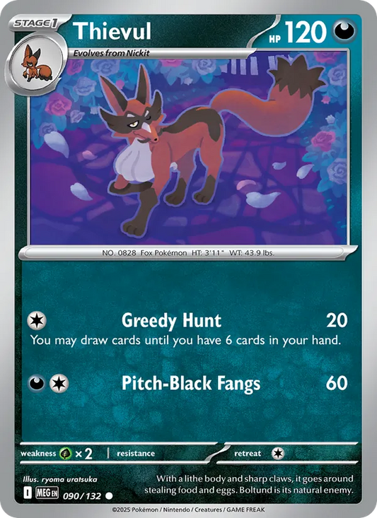 Thievul 090/132  - Reverse Holofoil ME01 Mega Evolution - Common