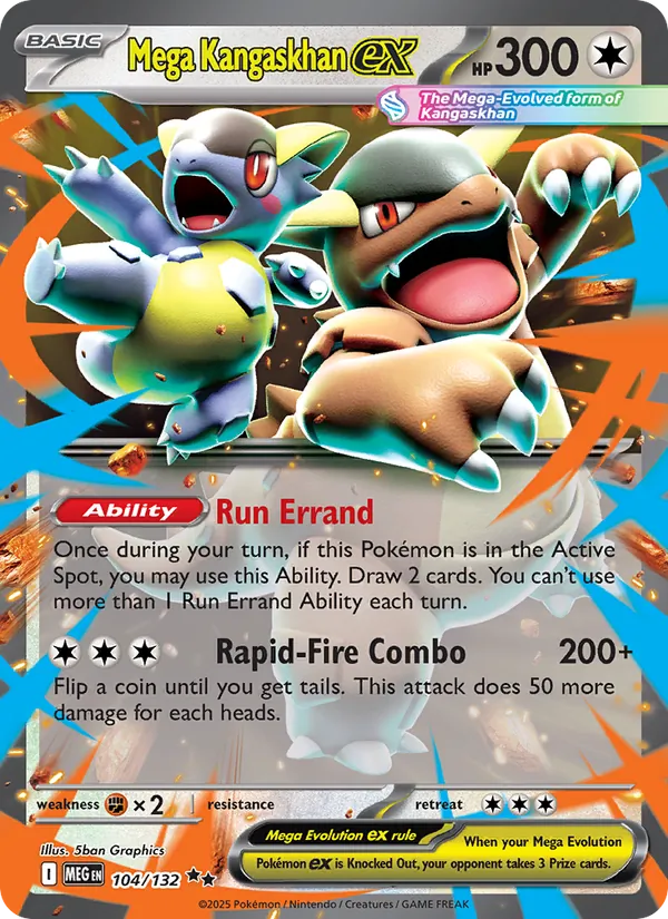Mega Kangaskhan ex 104/132  - Holofoil ME01 Mega Evolution - Double Rare