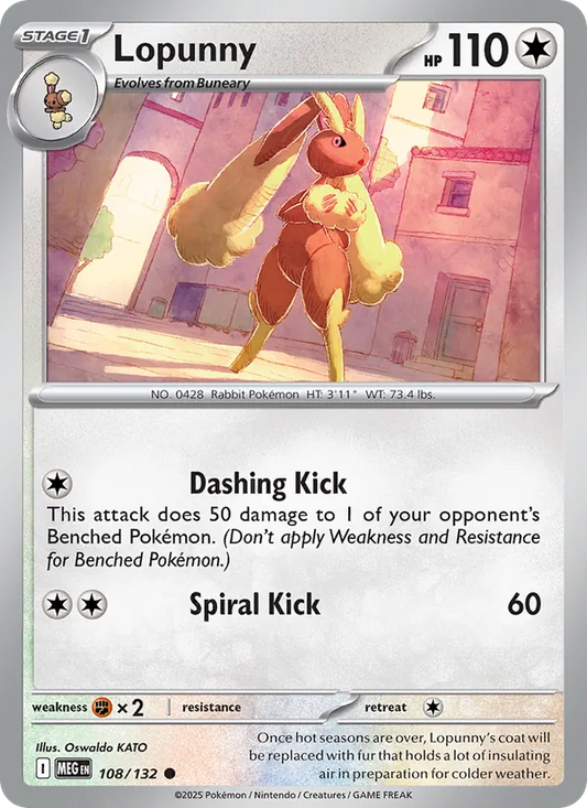 Lopunny 108/132  - Reverse Holofoil ME01 Mega Evolution - Common