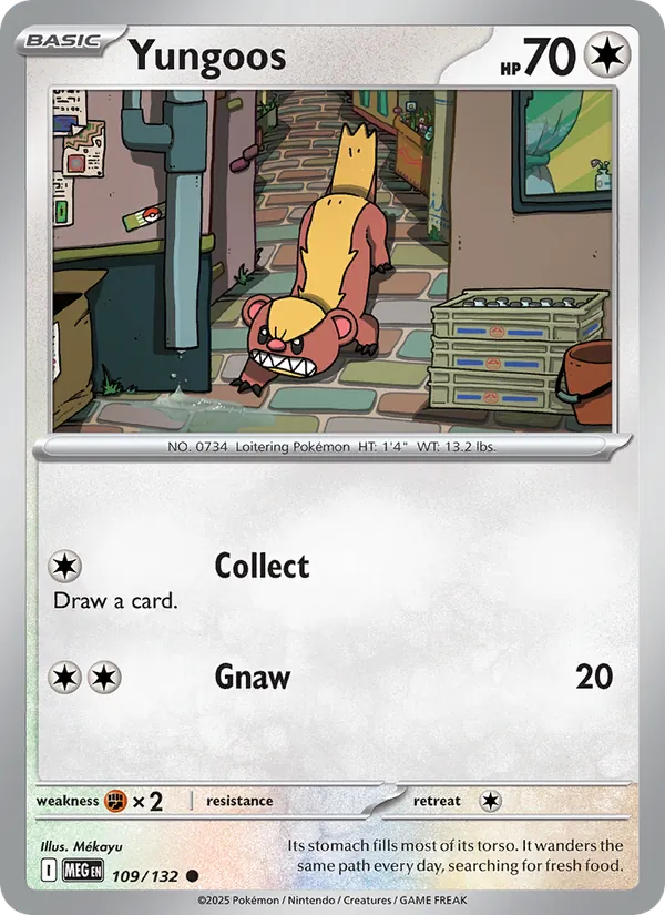 Yungoos 109/132  - Reverse Holofoil ME01 Mega Evolution - Common