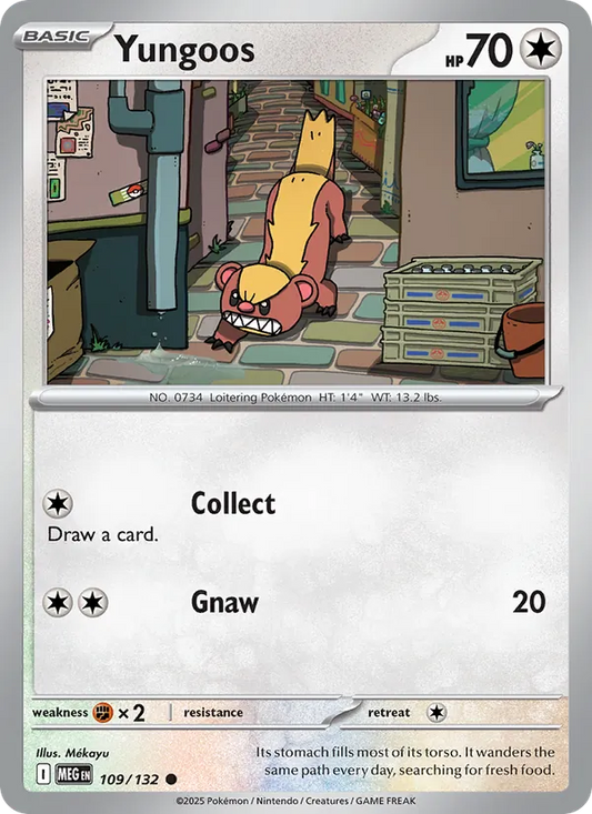 Yungoos 109/132  - Reverse Holofoil ME01 Mega Evolution - Common