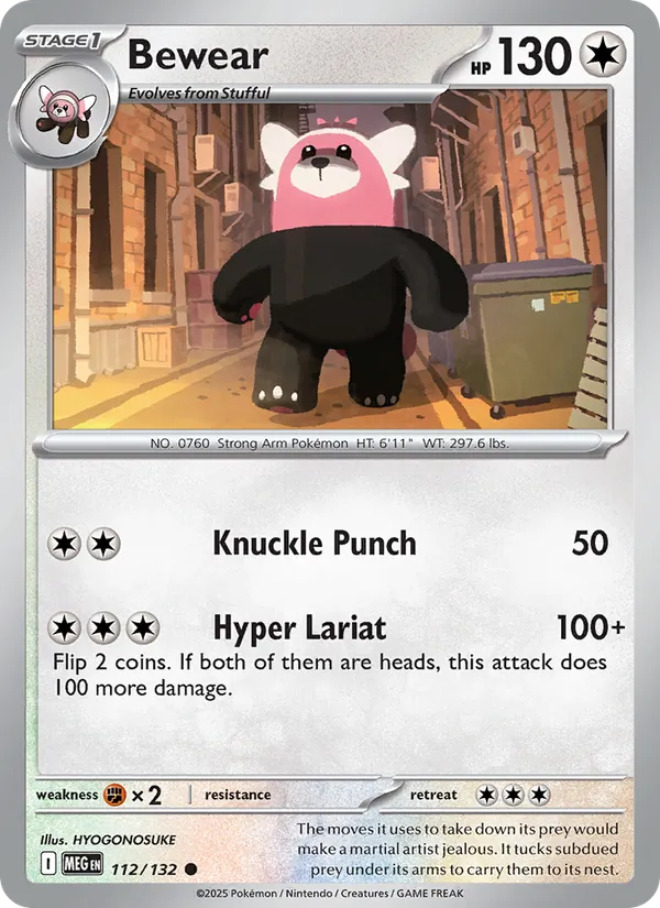 Bewear 112/132  - Reverse Holofoil ME01 Mega Evolution - Common