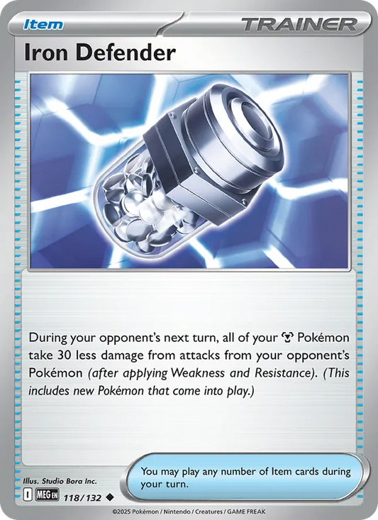 Iron Defender 118/132  - Reverse Holofoil ME01 Mega Evolution - Uncommon