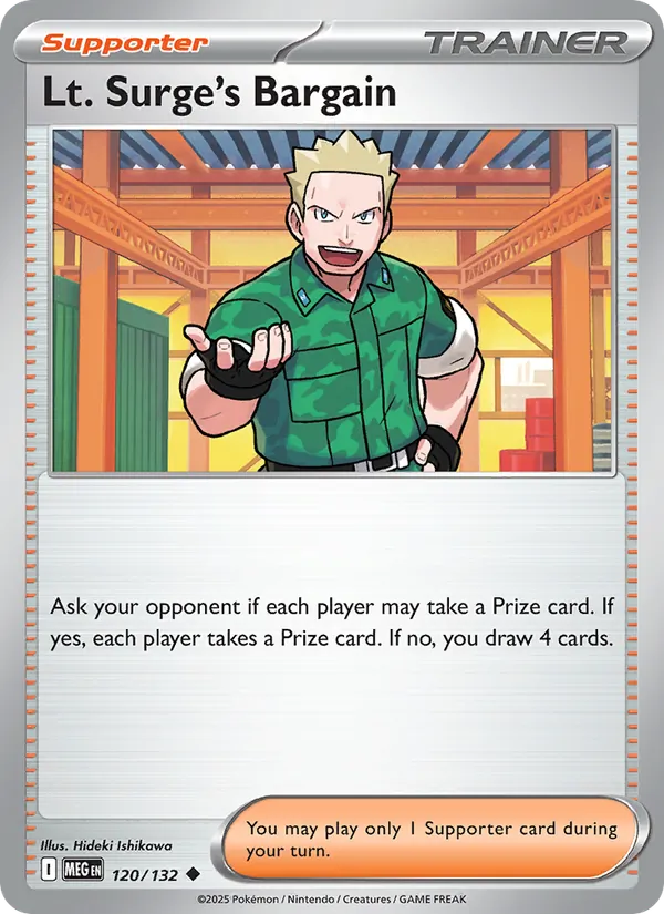 Lt. Surge's Bargain 120/132  - Reverse Holofoil ME01 Mega Evolution - Uncommon