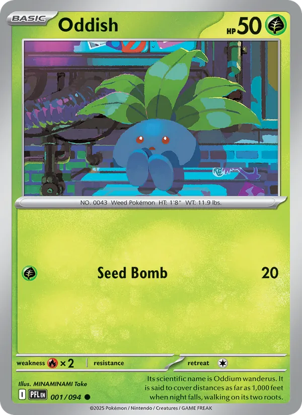 Oddish 001/094  - Reverse Holofoil ME02 Phantasmal Flames - Common