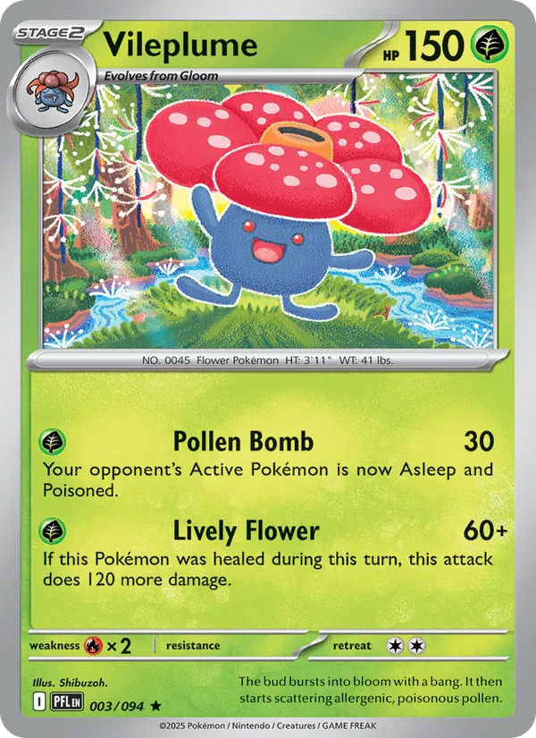 Vileplume 003/094  - Reverse Holofoil ME02 Phantasmal Flames - Rare