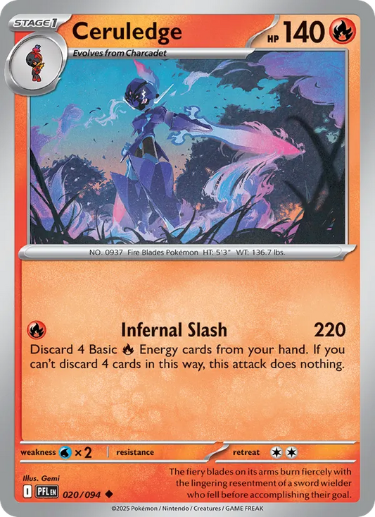 Ceruledge 020/094  - Reverse Holofoil ME02 Phantasmal Flames - Uncommon