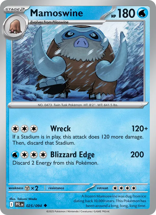 Mamoswine 025/094  - Reverse Holofoil ME02 Phantasmal Flames - Uncommon