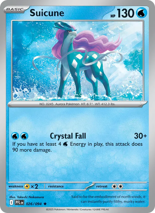 Suicune 026/094  - Holofoil ME02 Phantasmal Flames - Rare
