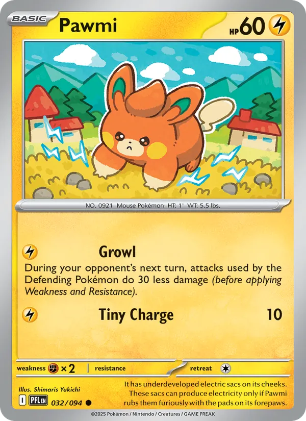 Pawmi 032/094  - Reverse Holofoil ME02 Phantasmal Flames - Common
