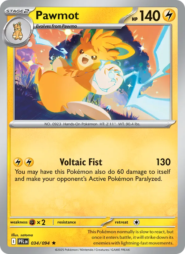 Pawmot 034/094  - Holofoil ME02 Phantasmal Flames - Rare