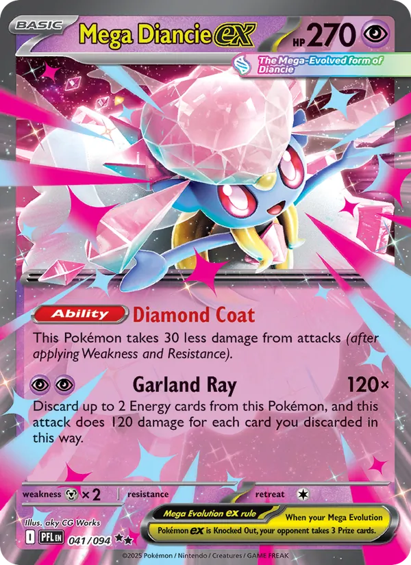 Mega Diancie ex 041/094  - Holofoil ME02 Phantasmal Flames - Double Rare