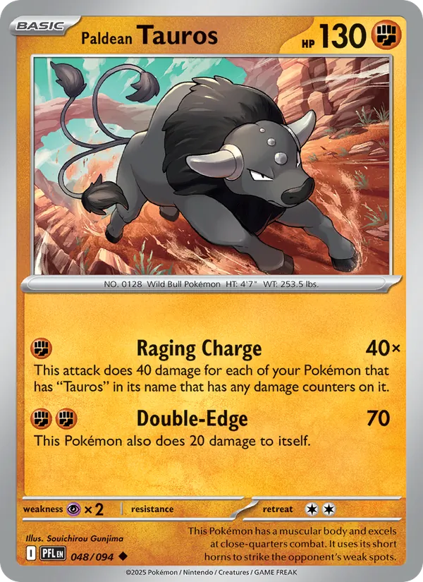 Paldean Tauros 048/094  - Reverse Holofoil ME02 Phantasmal Flames - Uncommon