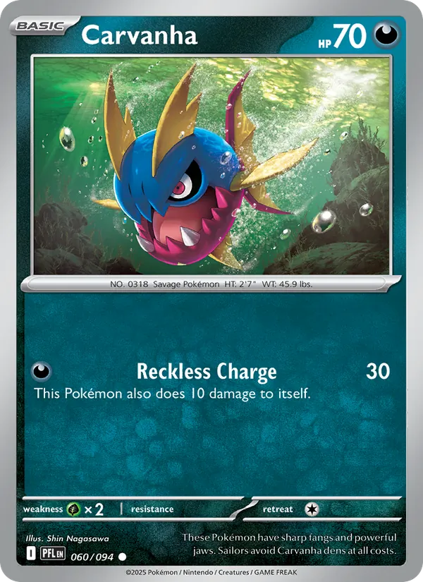 Carvanha 060/094  - Reverse Holofoil ME02 Phantasmal Flames - Common