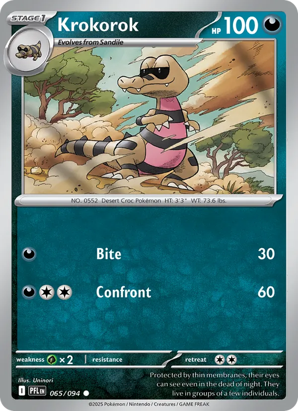 Krokorok 065/094  - Reverse Holofoil ME02 Phantasmal Flames - Common