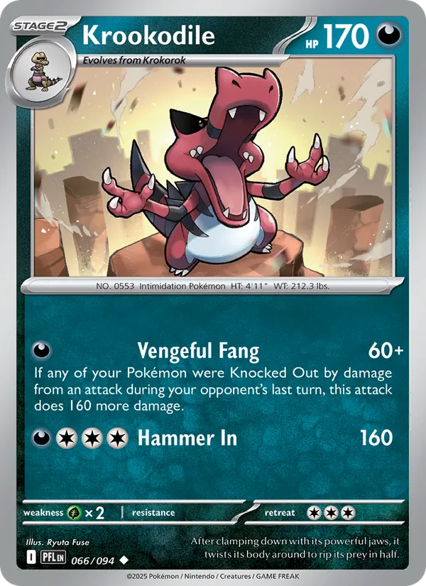 Krookodile 066/094  - Reverse Holofoil ME02 Phantasmal Flames - Uncommon
