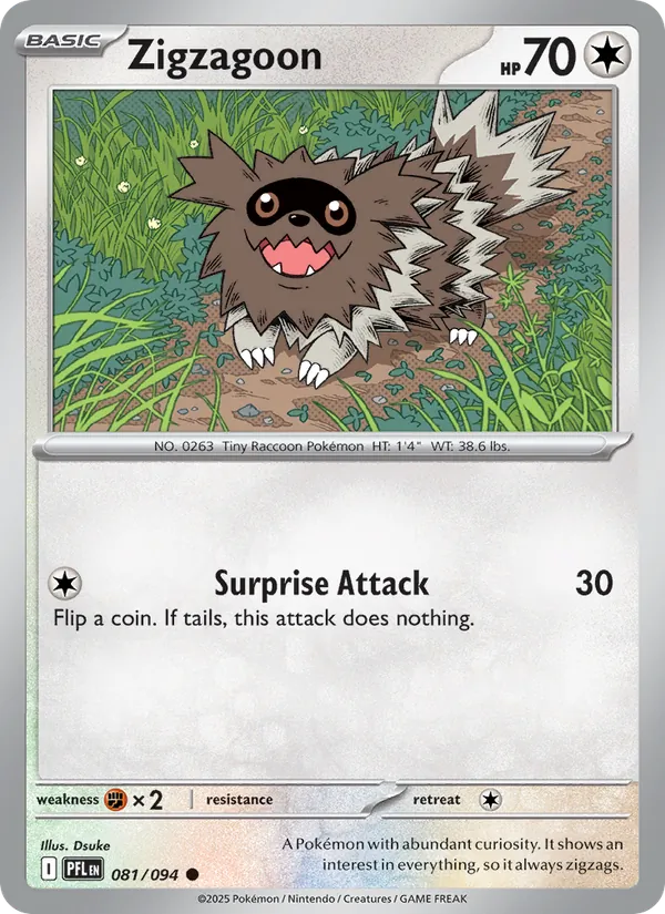 Zigzagoon 081/094  - Reverse Holofoil ME02 Phantasmal Flames - Common