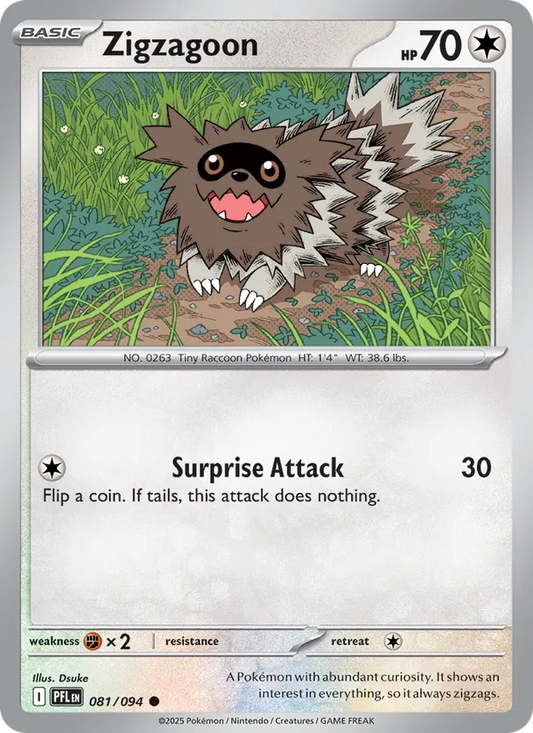 Zigzagoon 081/094  - Reverse Holofoil ME02 Phantasmal Flames - Common