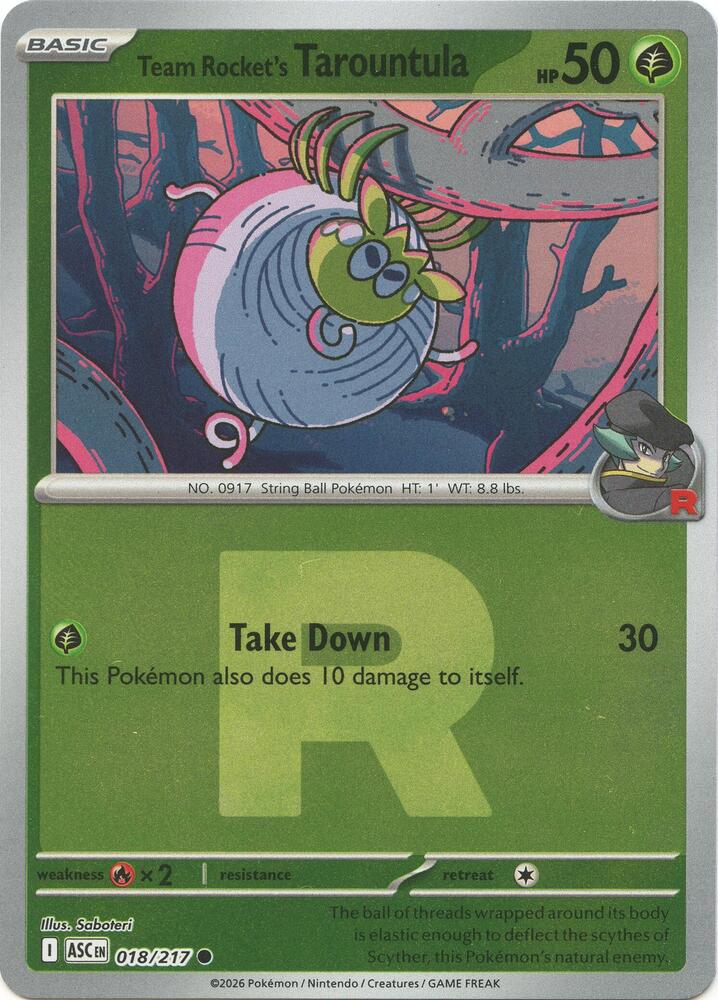 Team Rocket's Tarountula (Team Rocket) 018/217  - Reverse Holofoil ME Ascended Heroes - Common