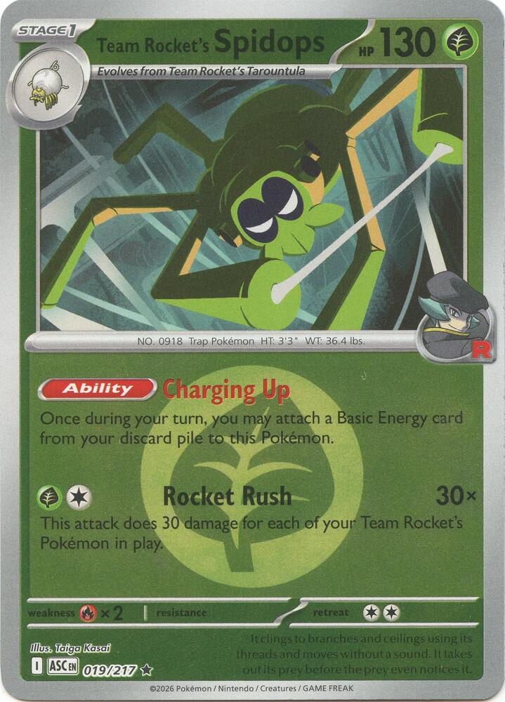 Team Rocket's Spidops (Energy Symbol Pattern) 019/217  - Reverse Holofoil ME Ascended Heroes - Rare