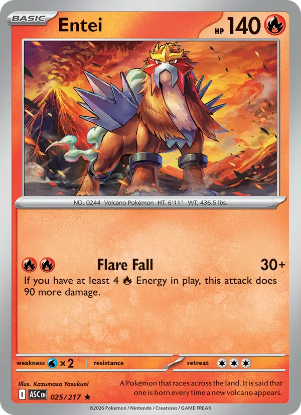 Entei 025/217  - Reverse Holofoil ME Ascended Heroes - Rare